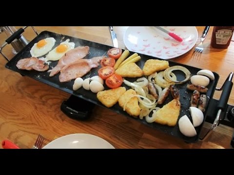 Electric Teppanyaki Barbecue Table Grill XL by Andrew James [Review & Demo] English breakfast!!